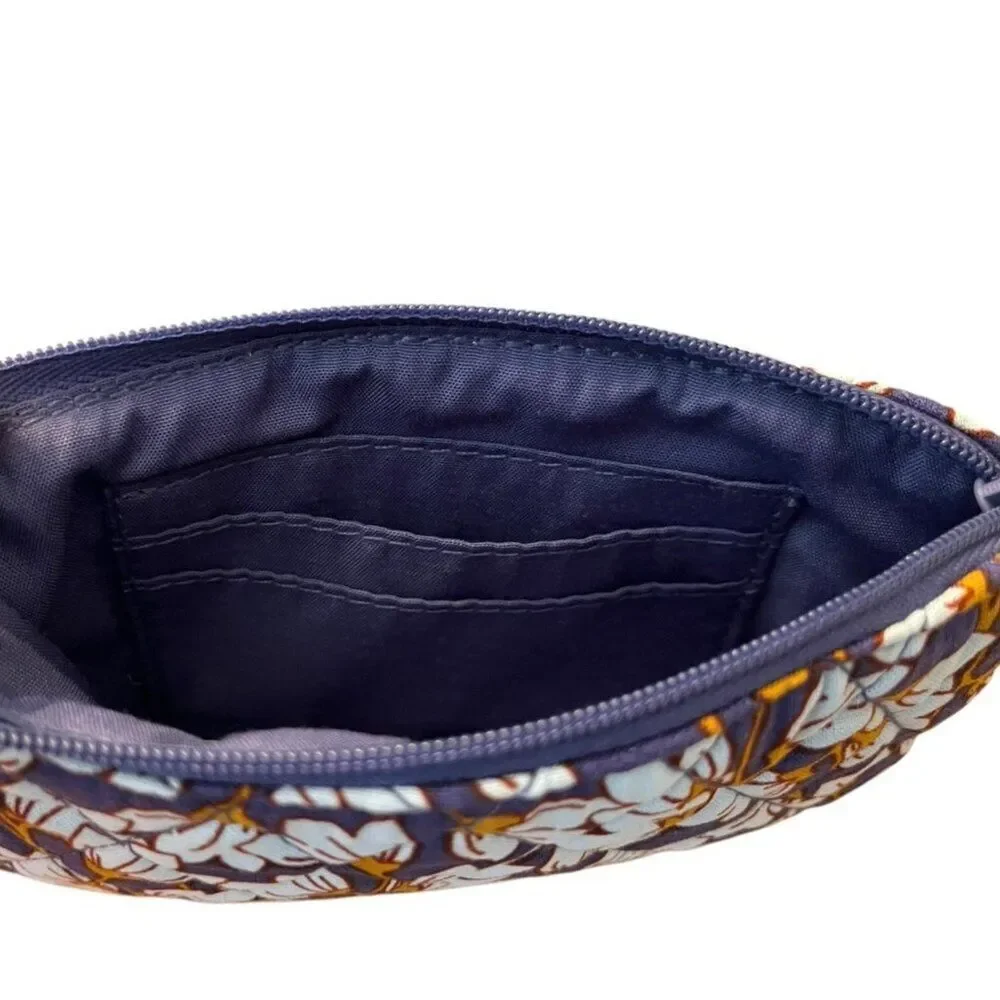 Vera Bradley PAWPAW FLOWER Essential Zip Wristlet NWT Navy Blue Brown